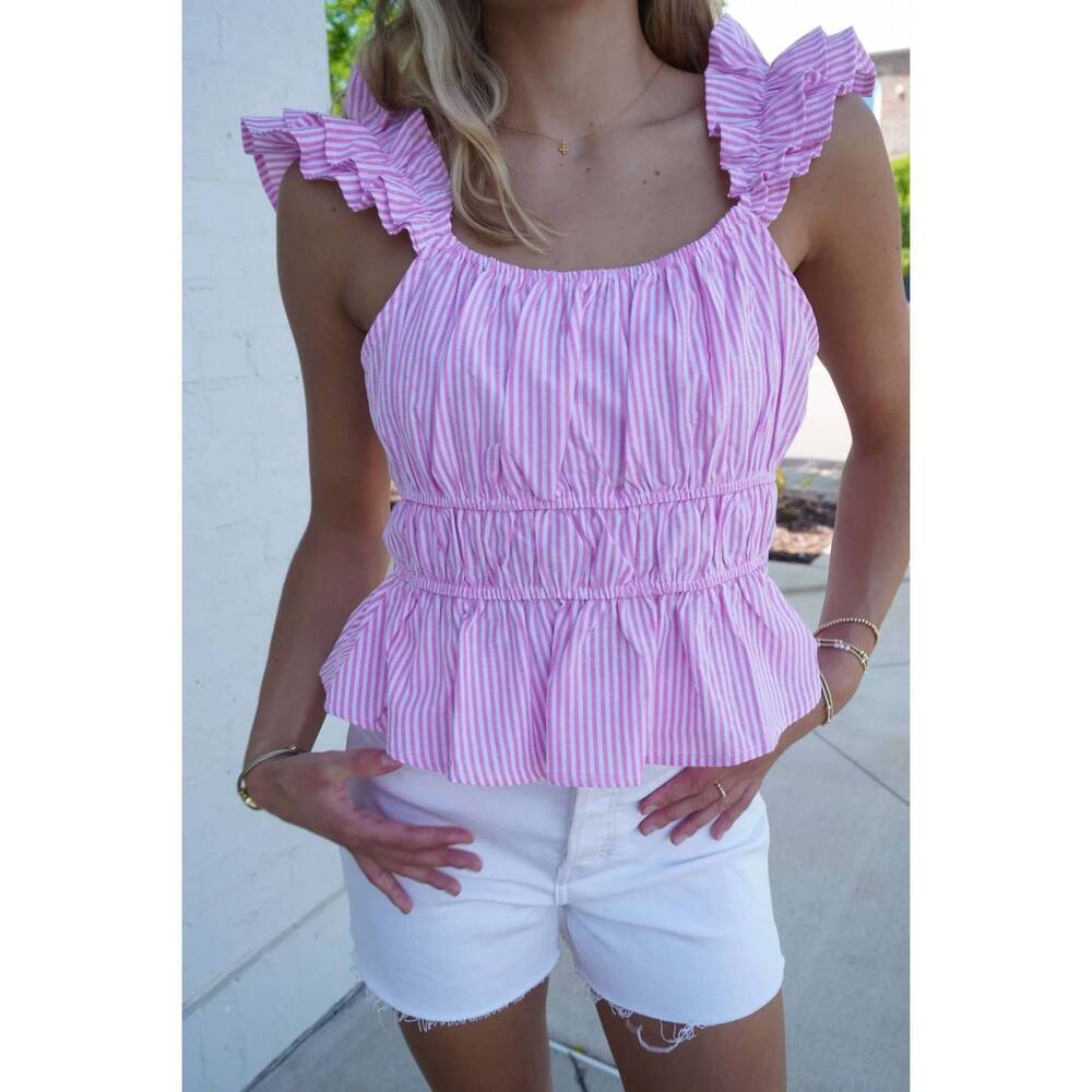NEW TCEC summer sunset ruffle top in plum